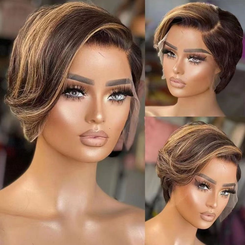 Frontal Pixie Bob Human Color Lace Real Hair Wig