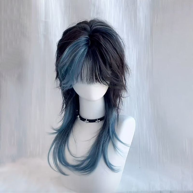 Women's & Men's Jellyfish Anchovy Head Personality Highlight Hair Artificial Human Long Straight Wig