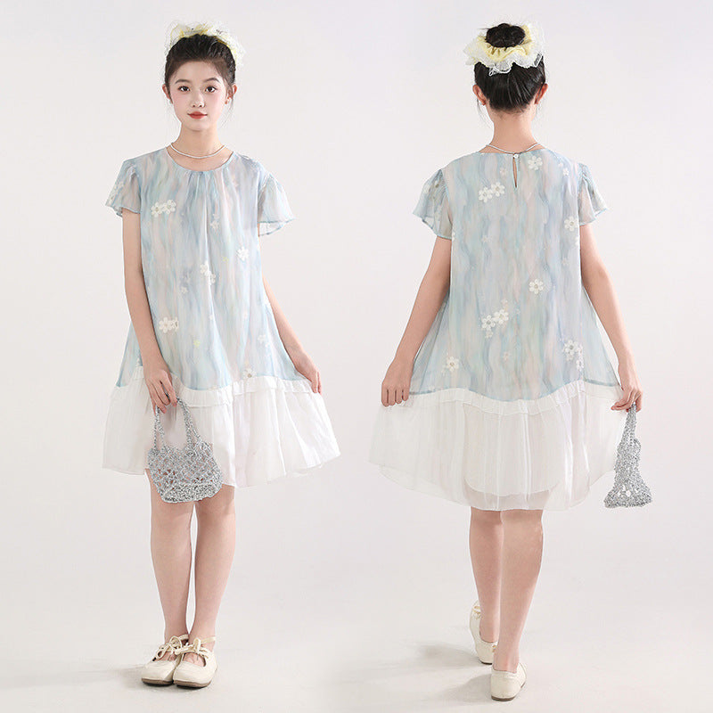 Children's Summer Thin Medium Big Large Size Loose Princess Children's Dress