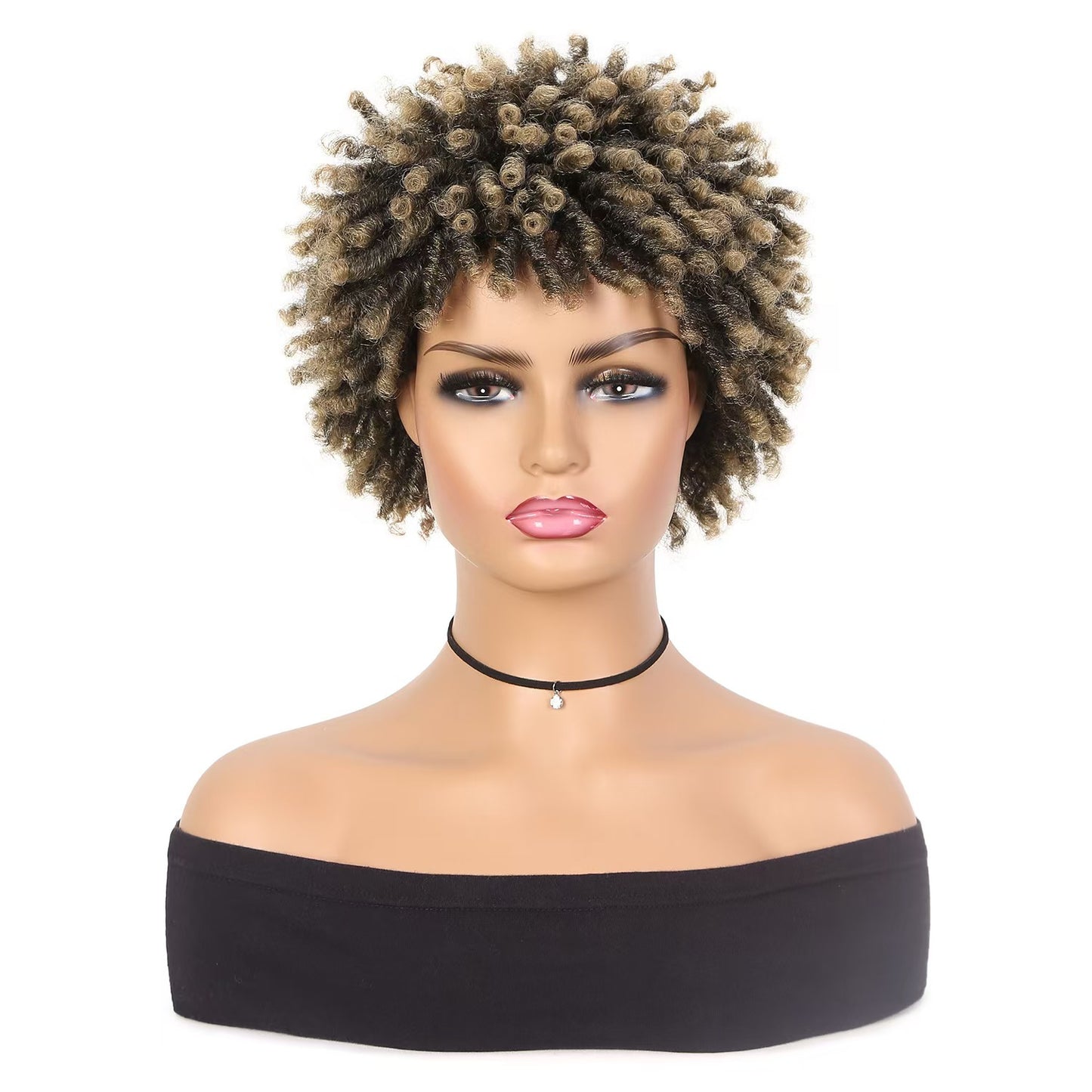 African Head Sleeve Curved Fluffy Explosion Wig Short Curly Hair