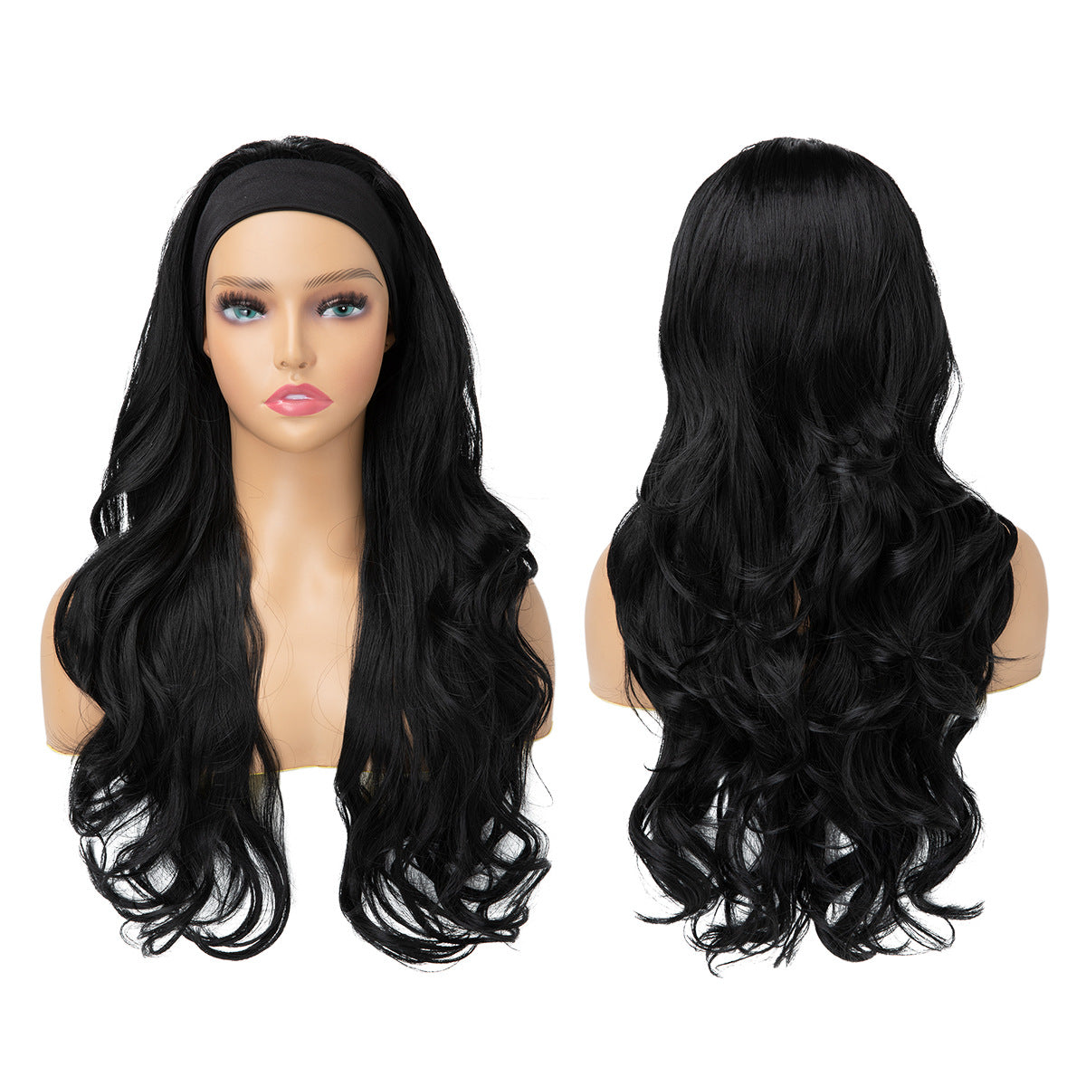 Female Hair Band Turban Big Wave Curly Chemical Fiber Wig Long Curls