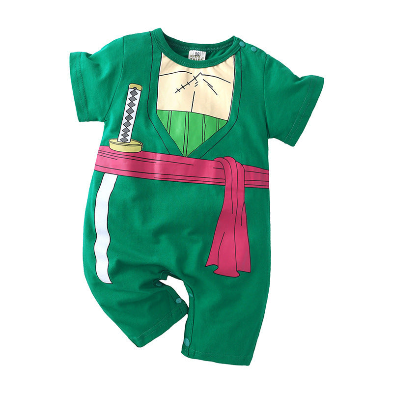 Summer Cartoon Anime Boy Short Sleeve Jumpsuit, Climbing Suit