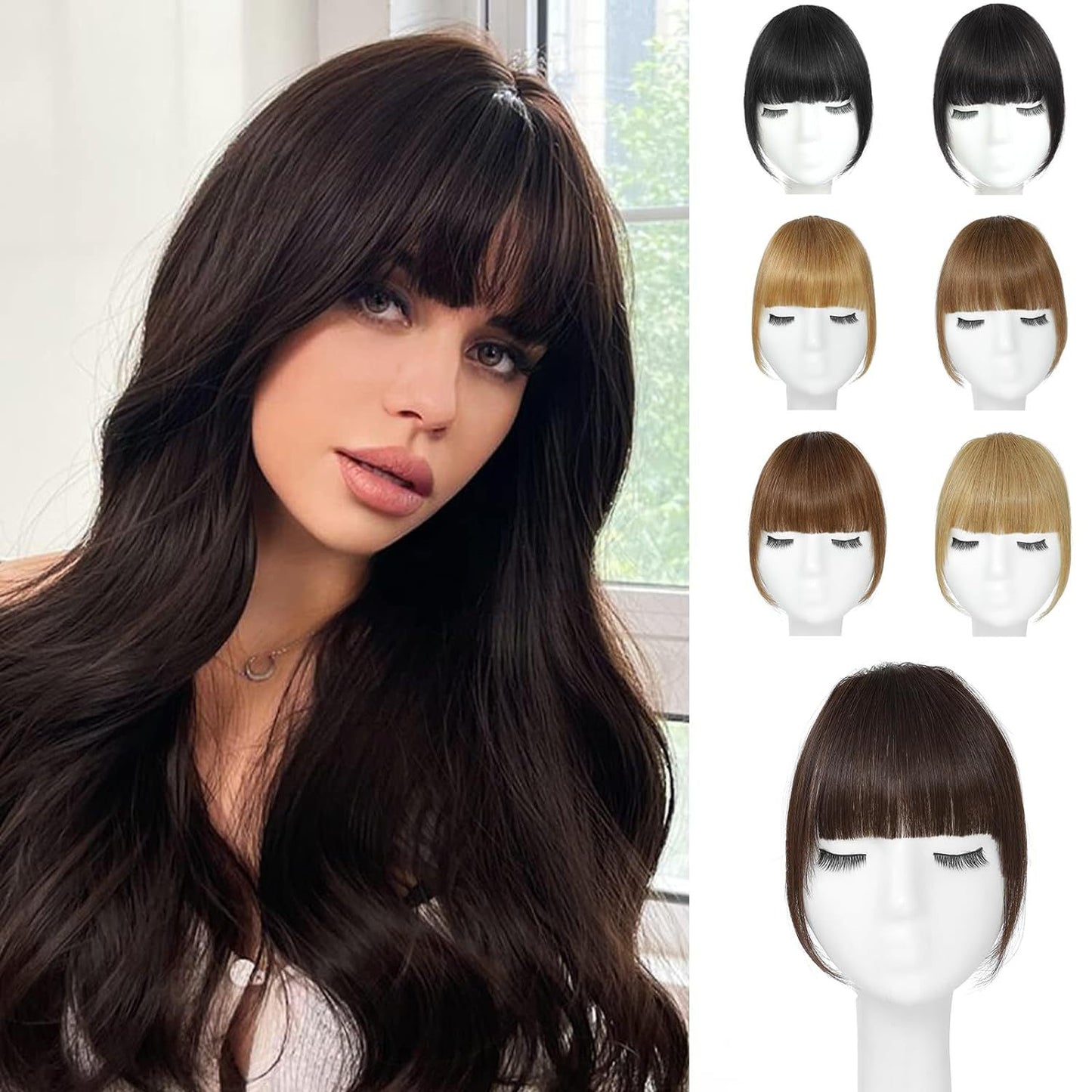 Female Head Piece Natural Forehead Air Straight Wig Bangs