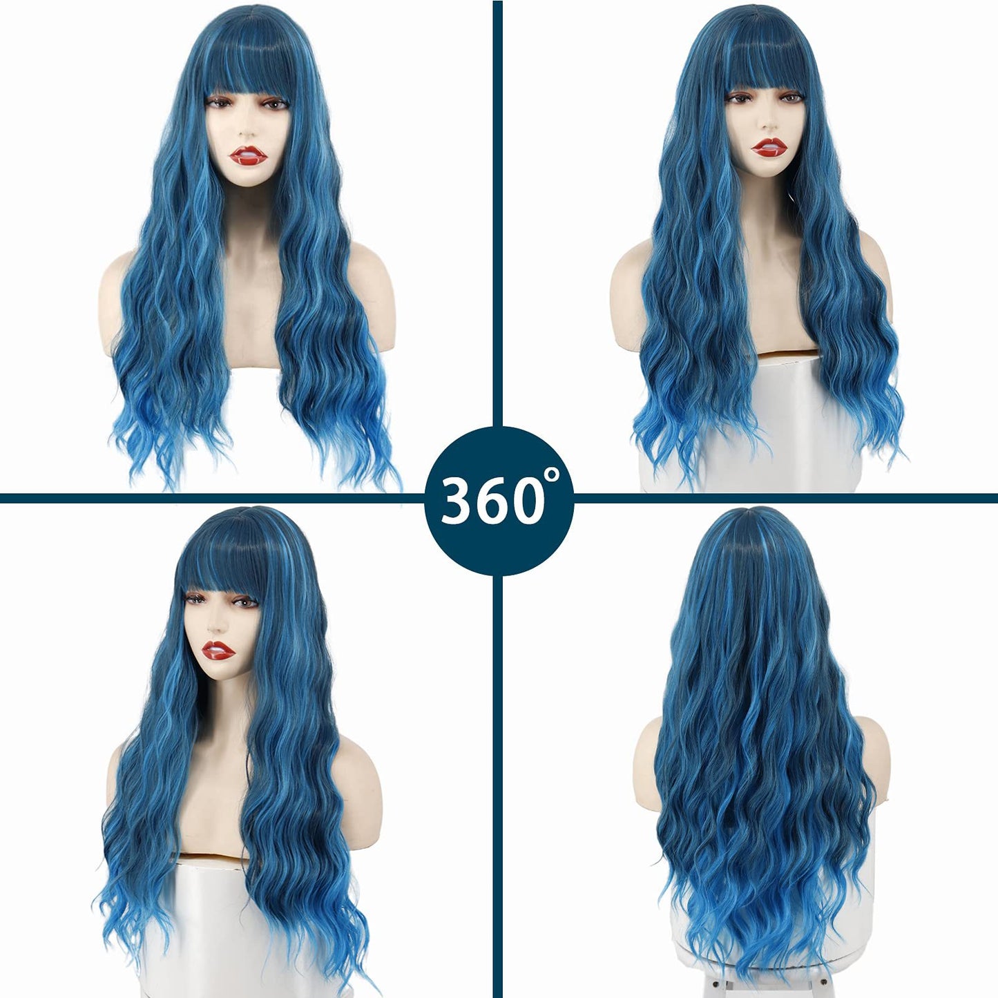 Black Curly Hair Multiple Colors Fiber Wig Long Curls