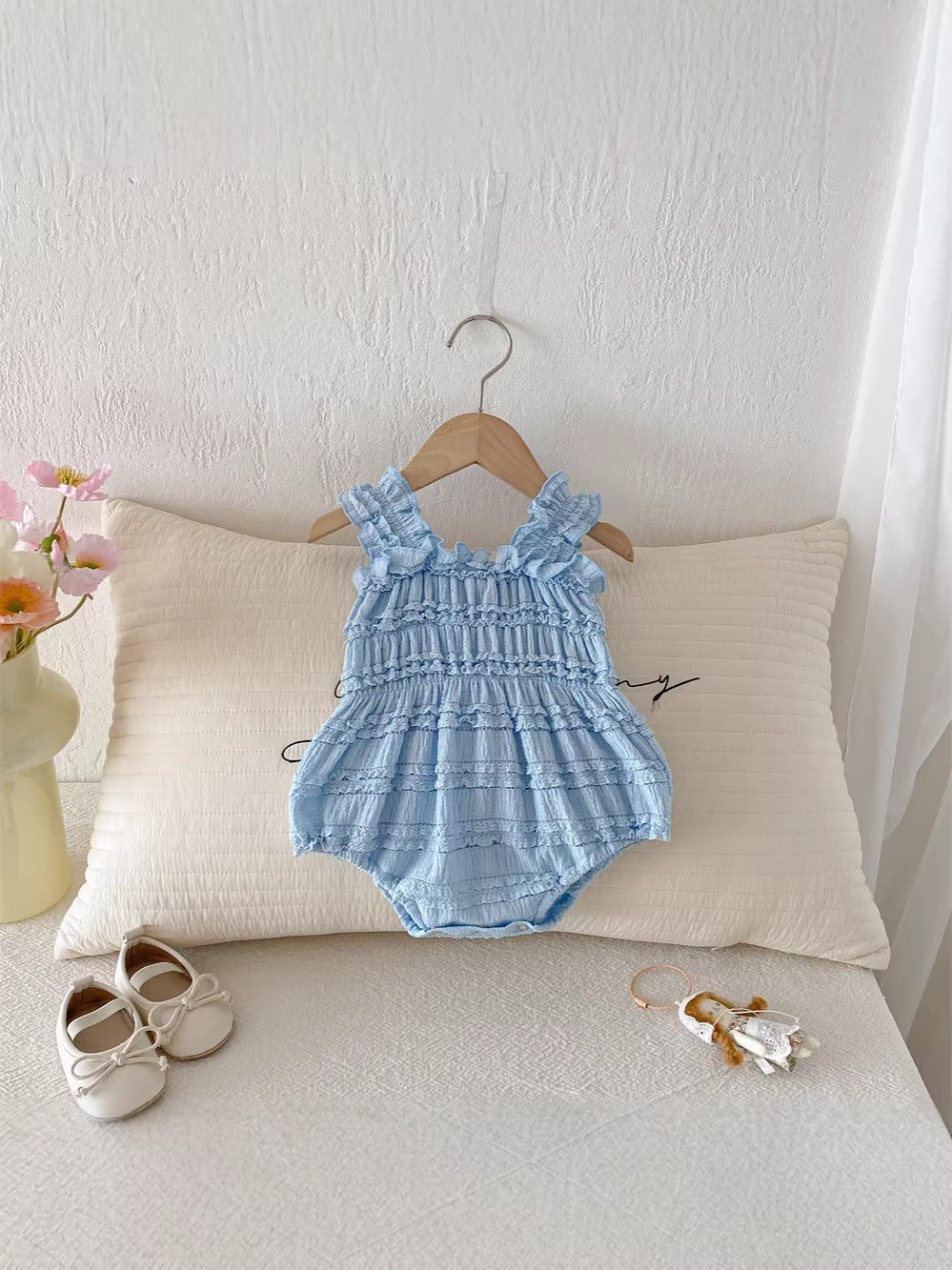 Korean Summer Sling Romper Infant Lace Sleeveless Thin Triangle Jumpsuit, Climbing Suit