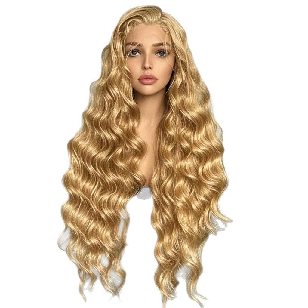 Women's Front Lace Mid-length White Big Wave Curly Hair Wig Long Curls