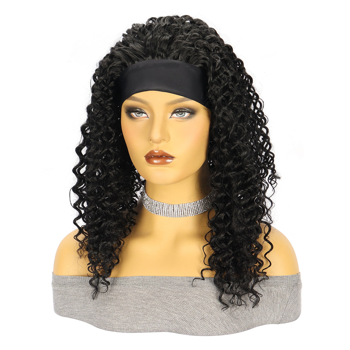 Long Black Headgear Small Chemical Fiber Wig Short Curly Hair