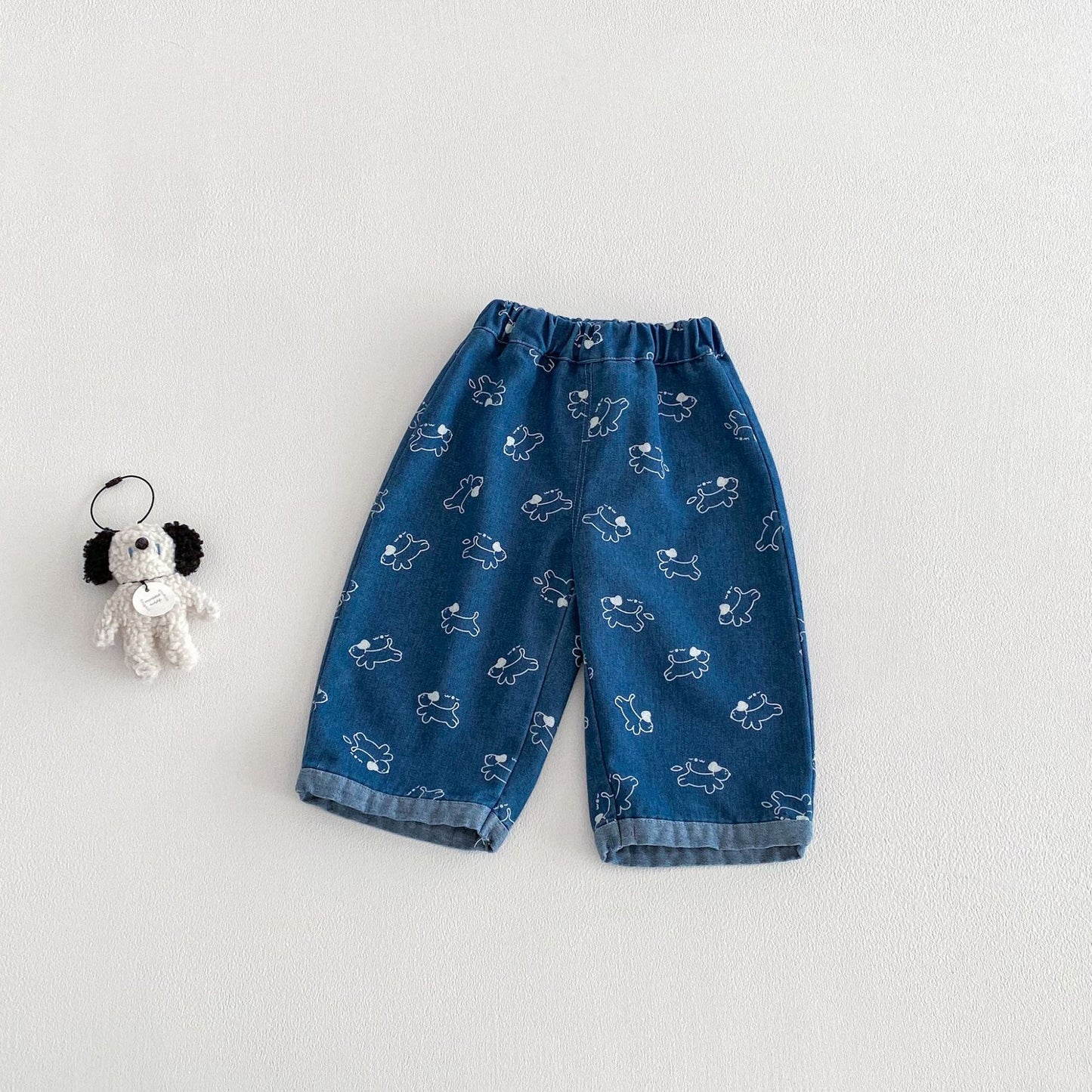 Children's Cartoon Jeans Spring Foreign Style Full Printing Children's Pants
