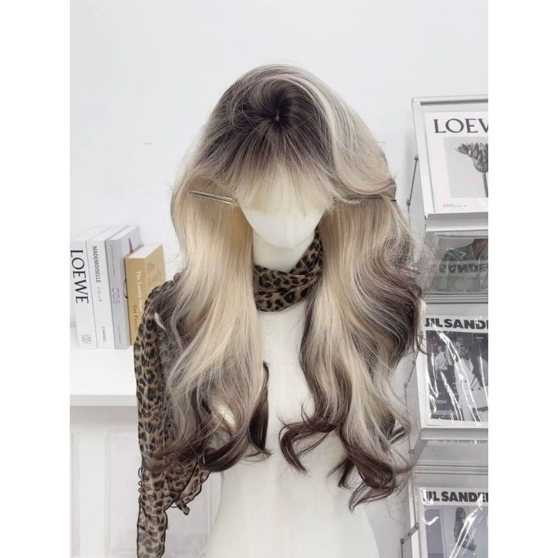 Female Gradient High Level Hot Top Dyed Curly Hair Wave Wig Long Curls
