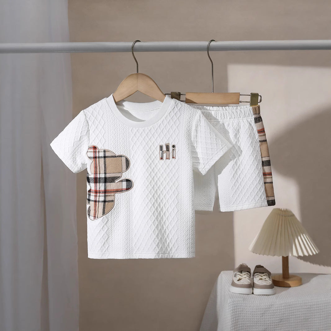 Children's Little Bear Cartoon Printed T-shirt Summer Loose Shorts Children's Suit