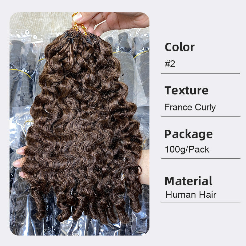 Casual Charming Crochet Human French Roll Real Hair Wig