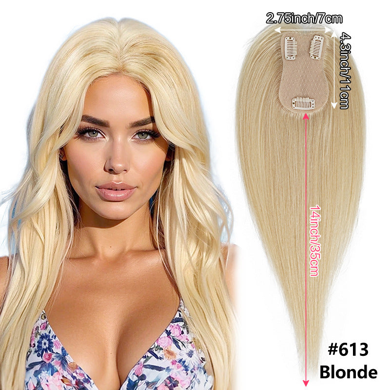 Hair Replacement White Piece Real Full Human Tail Natural Light Wig