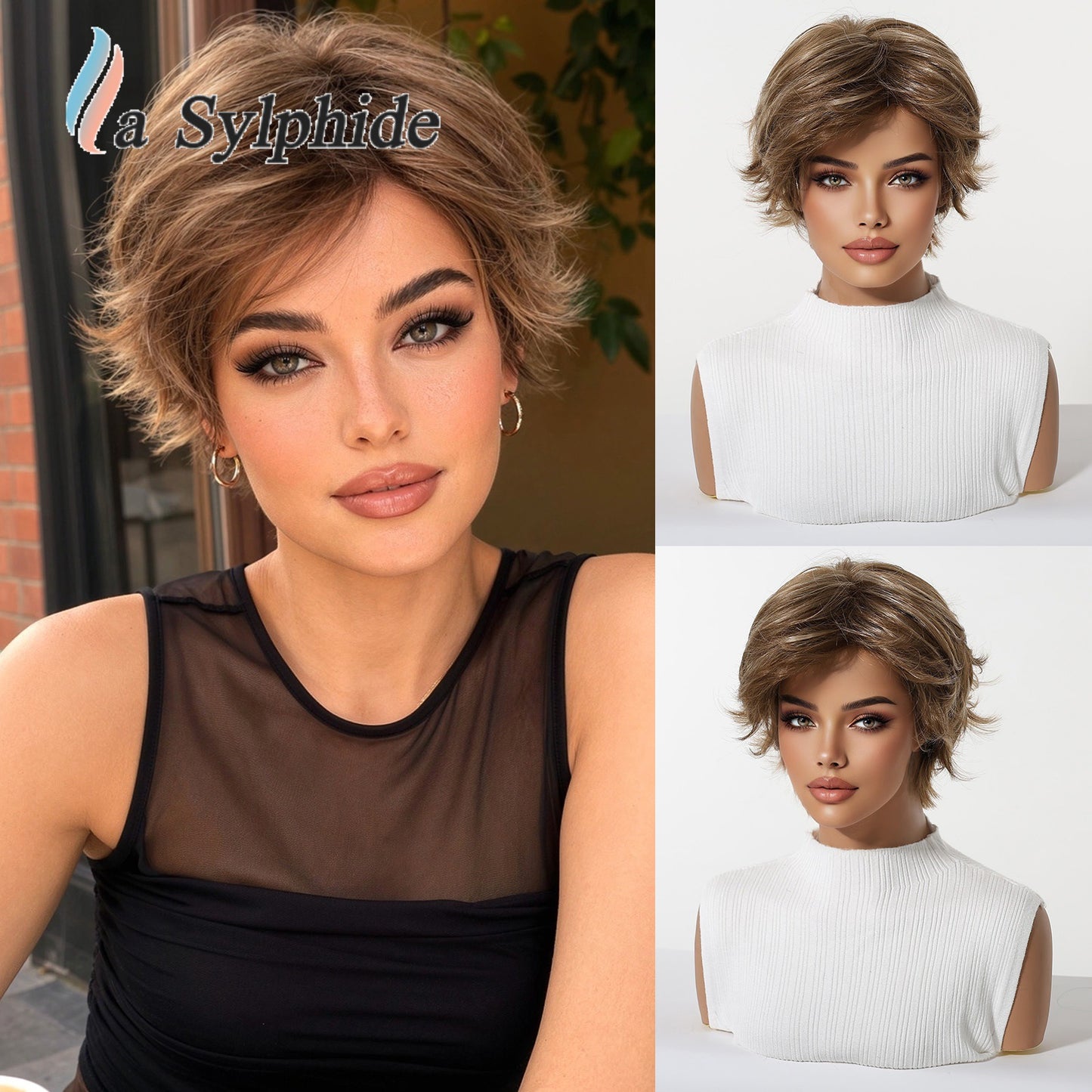 Mechanism Down Pile Making Gradient Granny Grey Texture Wig Short Curly Hair