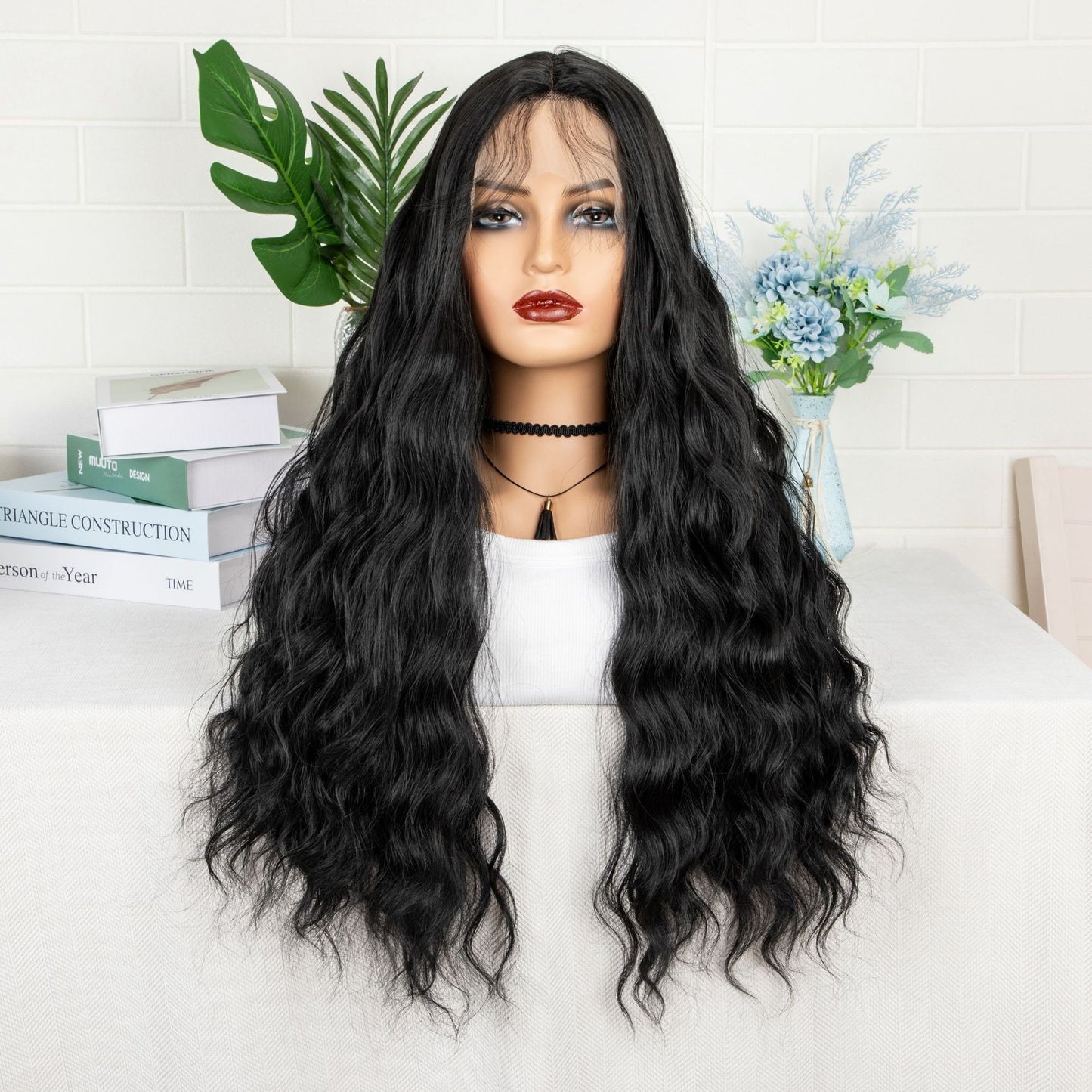 Fashion Water Ripple Curly African Front Wig Long Curls