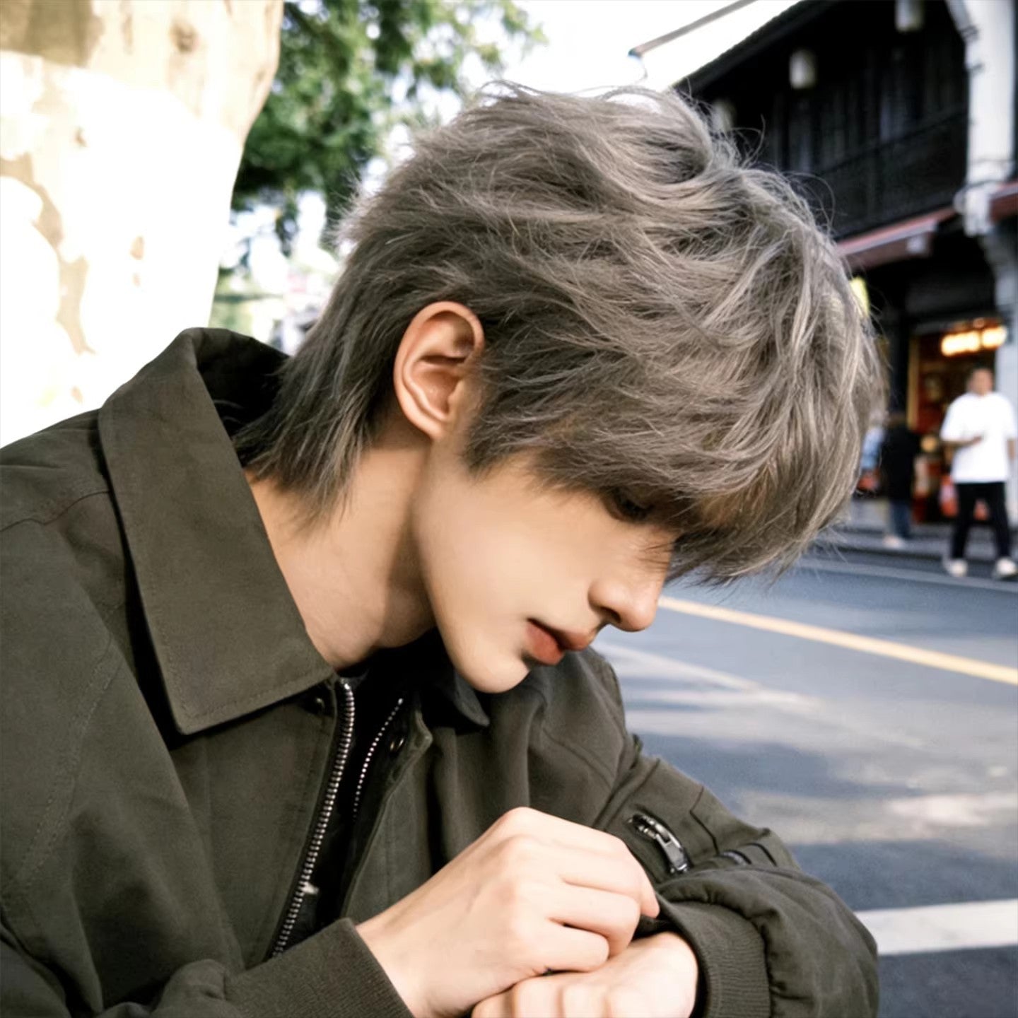 Men's Daily Short Straight Hair Less Fluffy Differential Broken Cover Comfortable Men's Wig