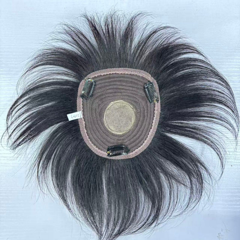 Straight Hair Supplementing Piece Cover Gray Extra Large Size Simulation Wig