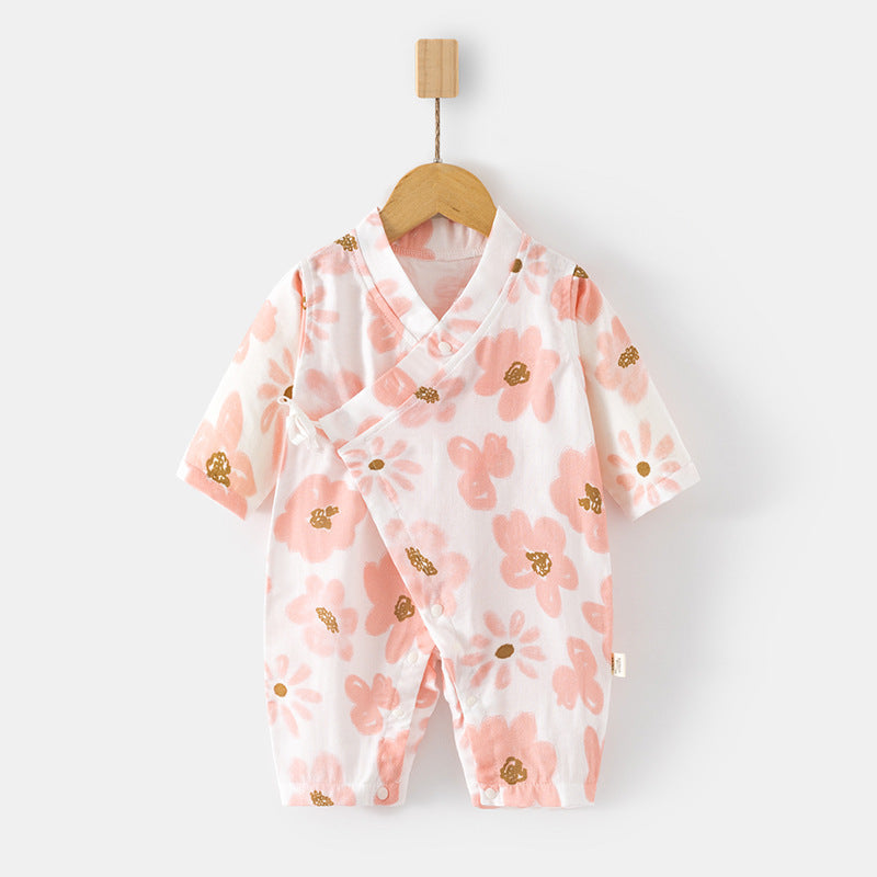 Children's Gauze Jumpsuit Long Sleeve Pure Cotton Rompers Air Conditioning Room Jumpsuit, Climbing Suit