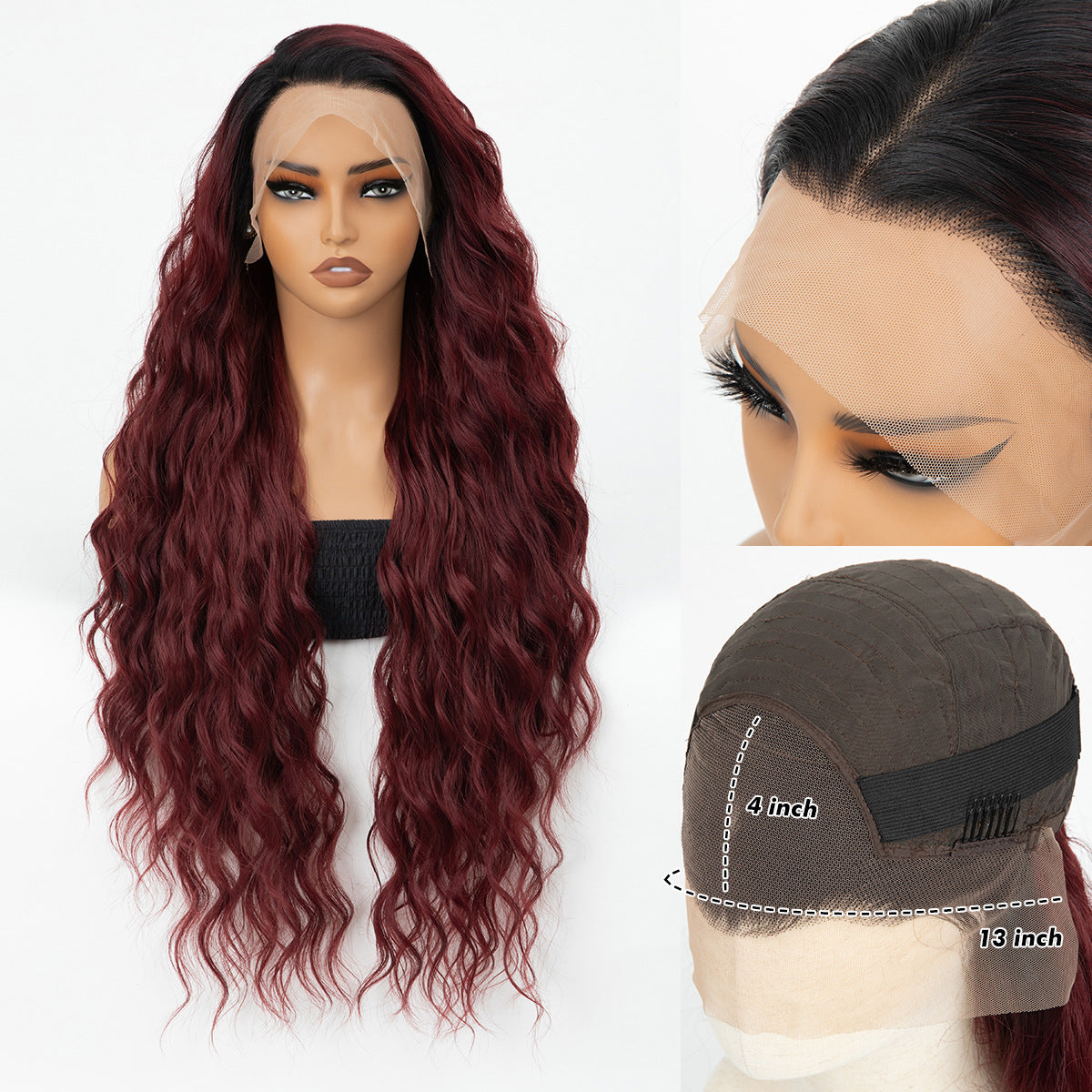 Forehead Lace Headband Hand-woven Long Curly Hair Black Other Wig