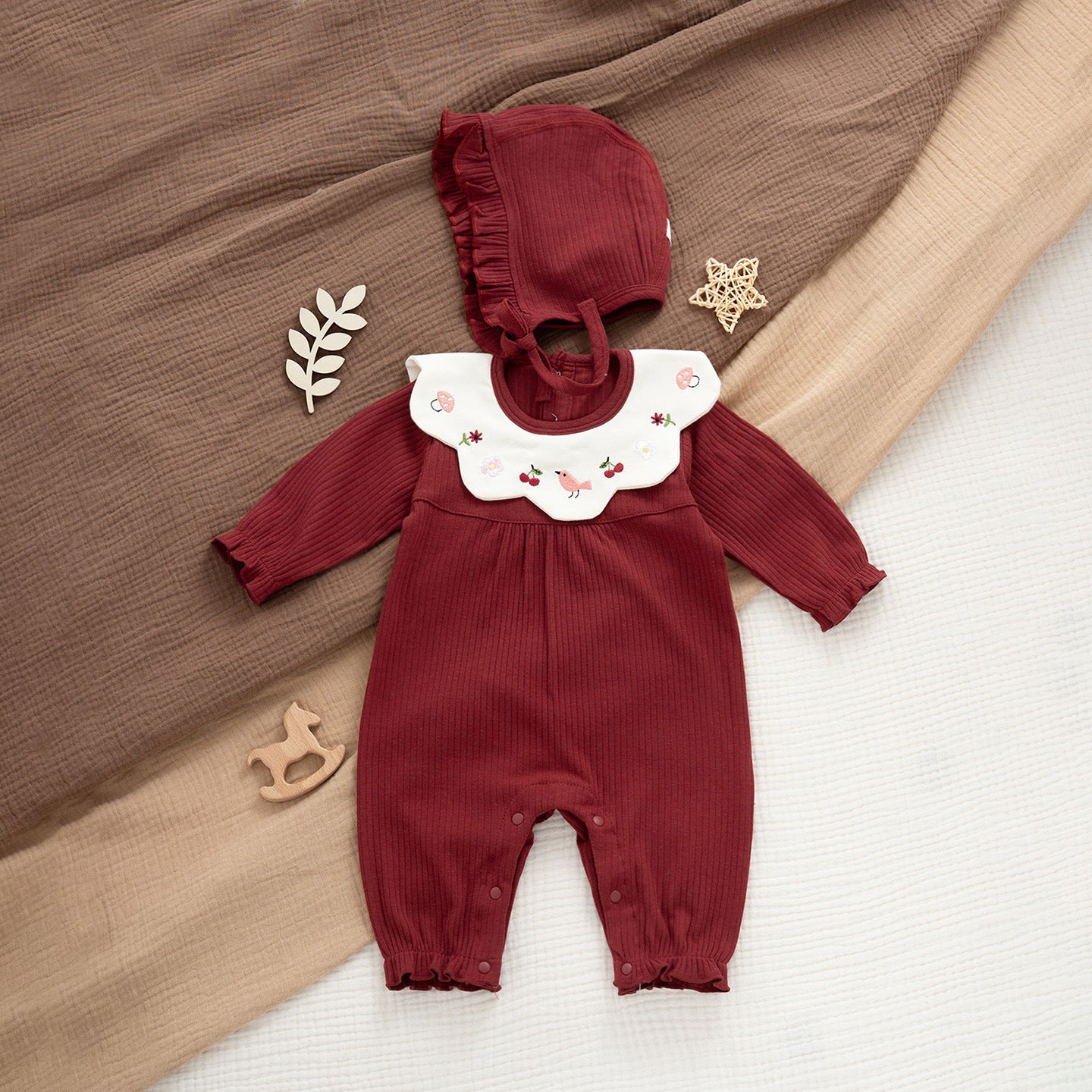 Infant Born Red Days Old One Month Clothing Festive Long-sleeved Jumpsuit, Climbing Suit
