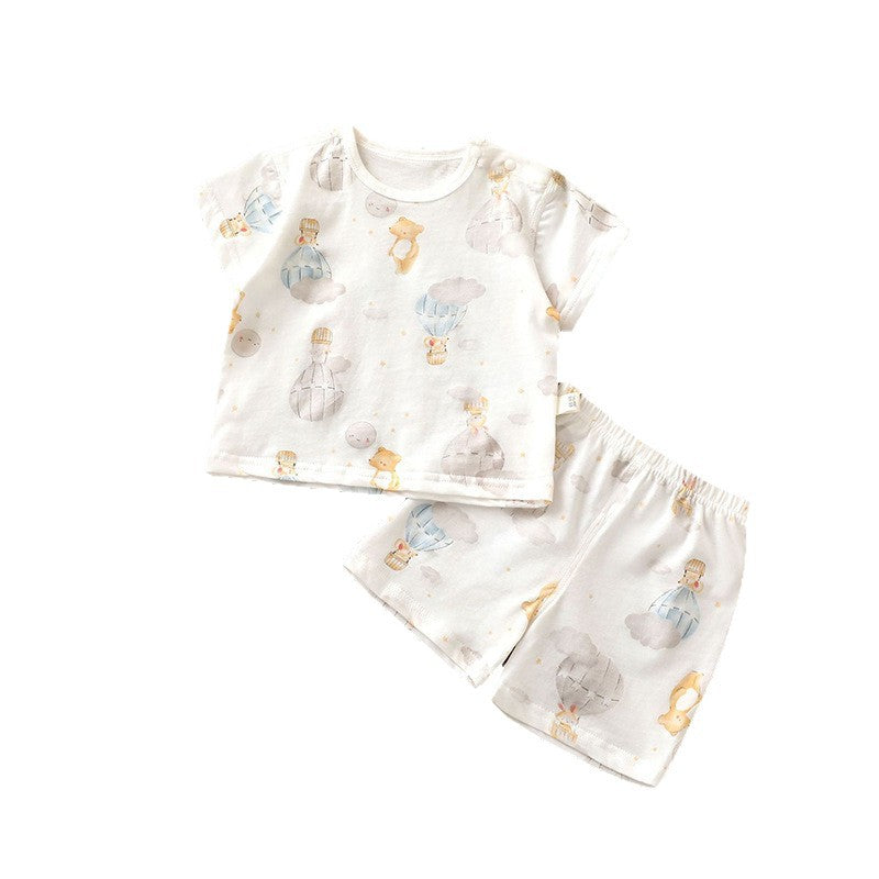 Children's Pure Cotton Short Sleeve Pants Home Children's Suit