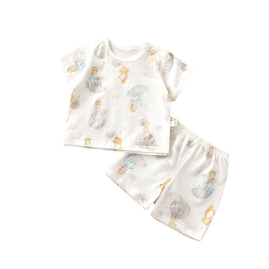 Children's Pure Cotton Short Sleeve Pants Home Children's Suit