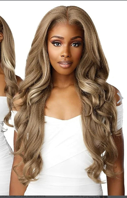 Women's Hair Gradient Front Lace Mid-length Curly Big Wave Chemical Fiber Wig Long Curls