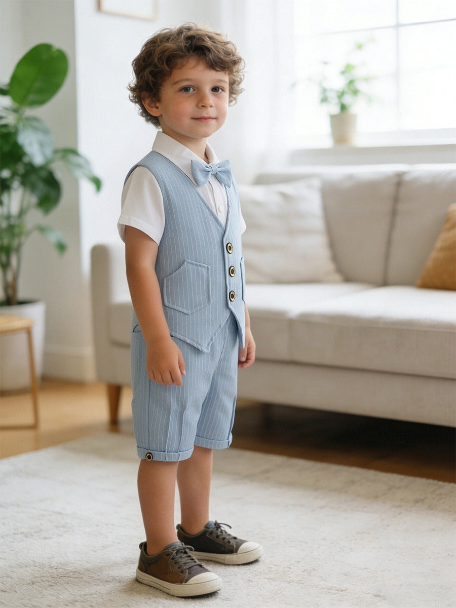 Children's Set Boy Summer Clothing Short Sleeve Gentleman Children's Suit