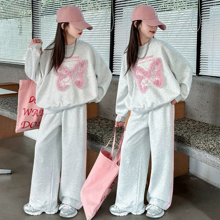 Sports Bow Clothes Middle Big Fashion Lace Children's Suit
