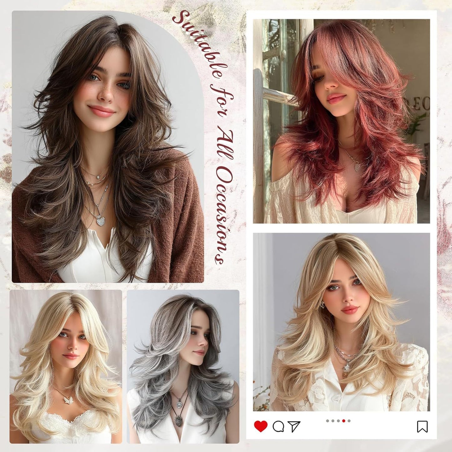Women's Brown Mixed Color Curly Hair Fashion Wig Long Curls
