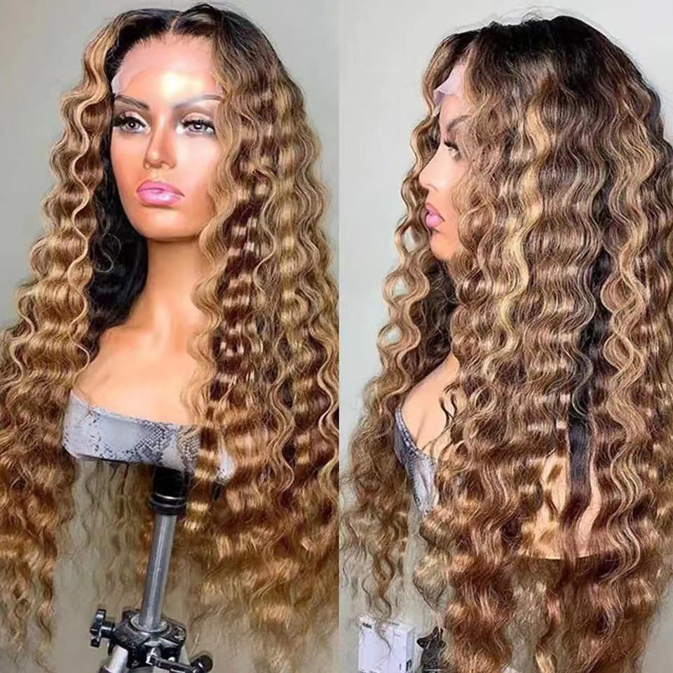 Color African Wigs With Small Curly Hair Chemical Wig Long Curls