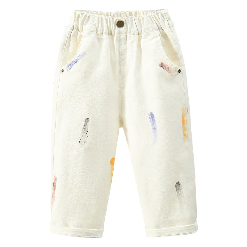 Children's Jeans Spring Clothes Leisure Ruffle Handsome Children's Pants