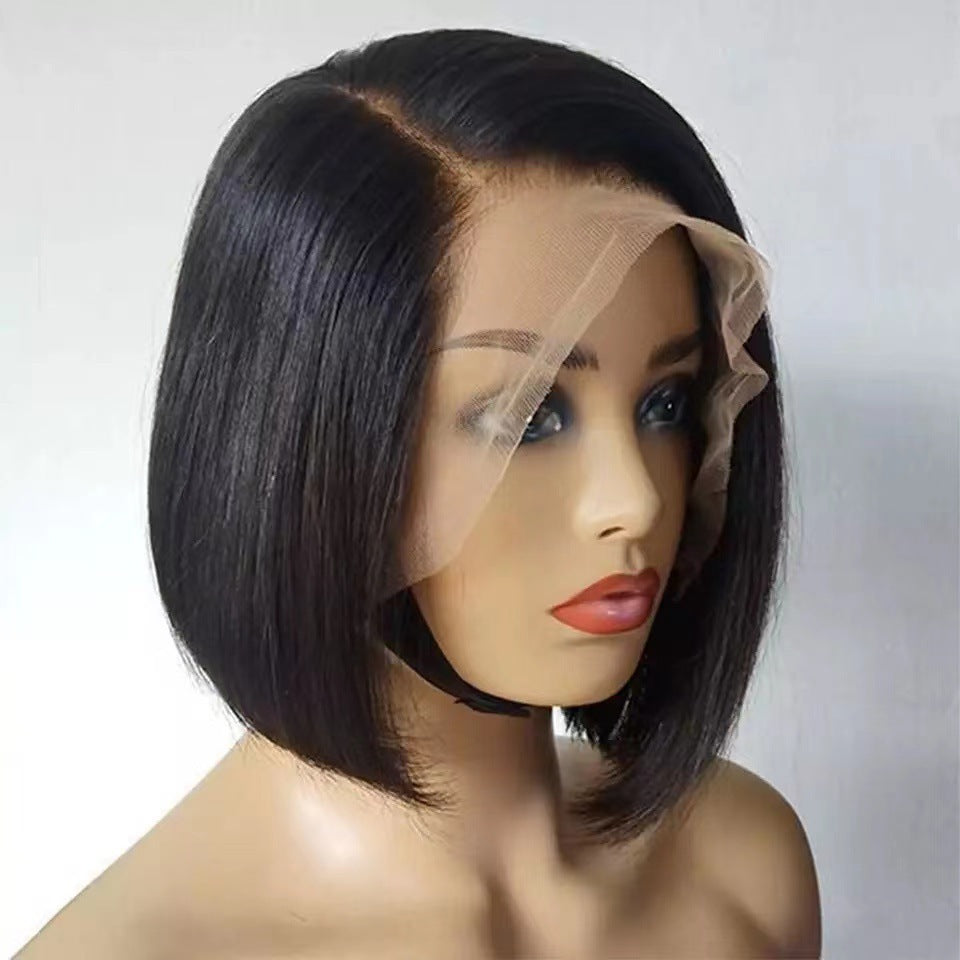 New Simulation Human Front Lace Fake Wig Short Straight Hair