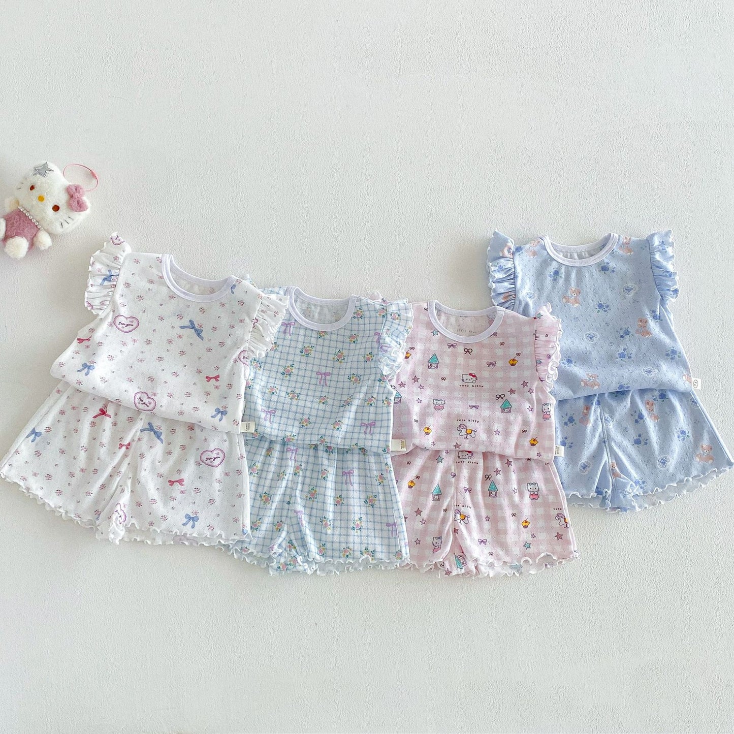 Floral Summer Foreign Cat Printing T-shirt Children's Suit