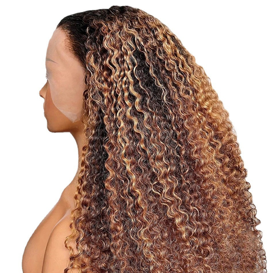 Trendy Front Lace Curly Hair Mixed Wig Long Curls