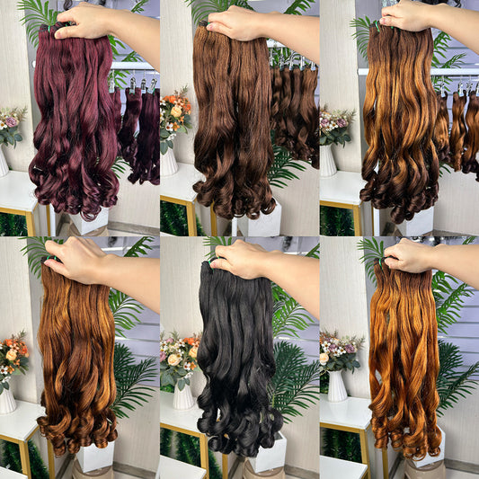 Beautiful Front Lace Weft Headgear Human Real Hair Wig