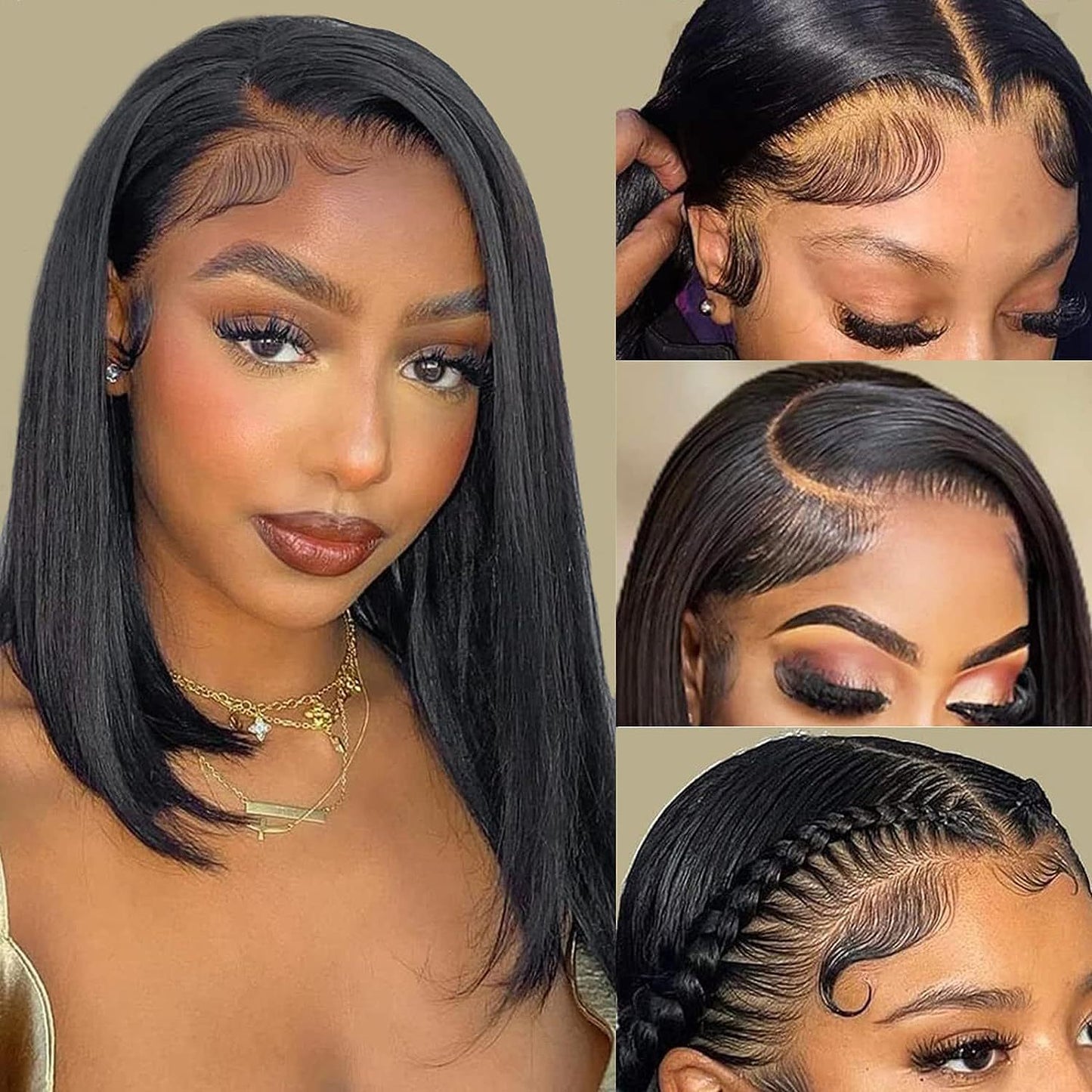 Pretty Women's Lace Natural Color Free Wig Short Straight Hair