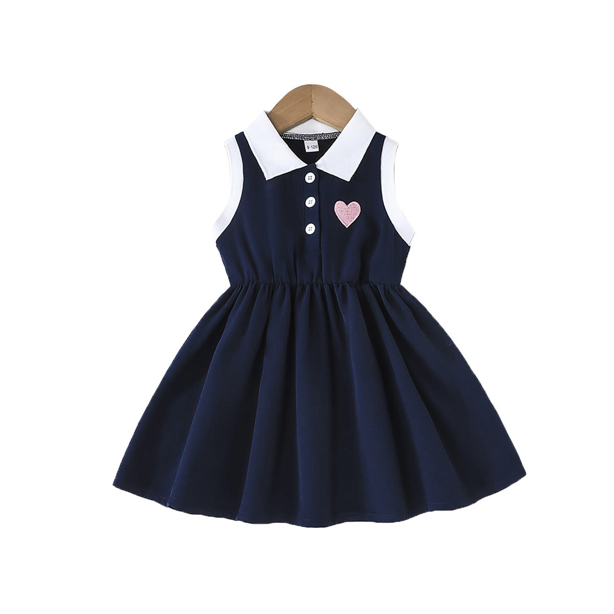 Summer Love Embroidered Lapel Sleeveless Waist Children's Dress