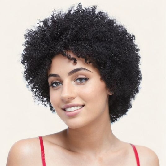 Women's African Small Fluffy Mixed Color Piece Of With Wig Short Curly Hair