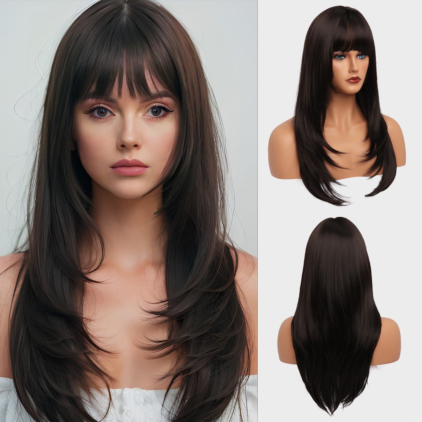 Hair Female Bangs Layered Full Type Chemical Long Straight Wig