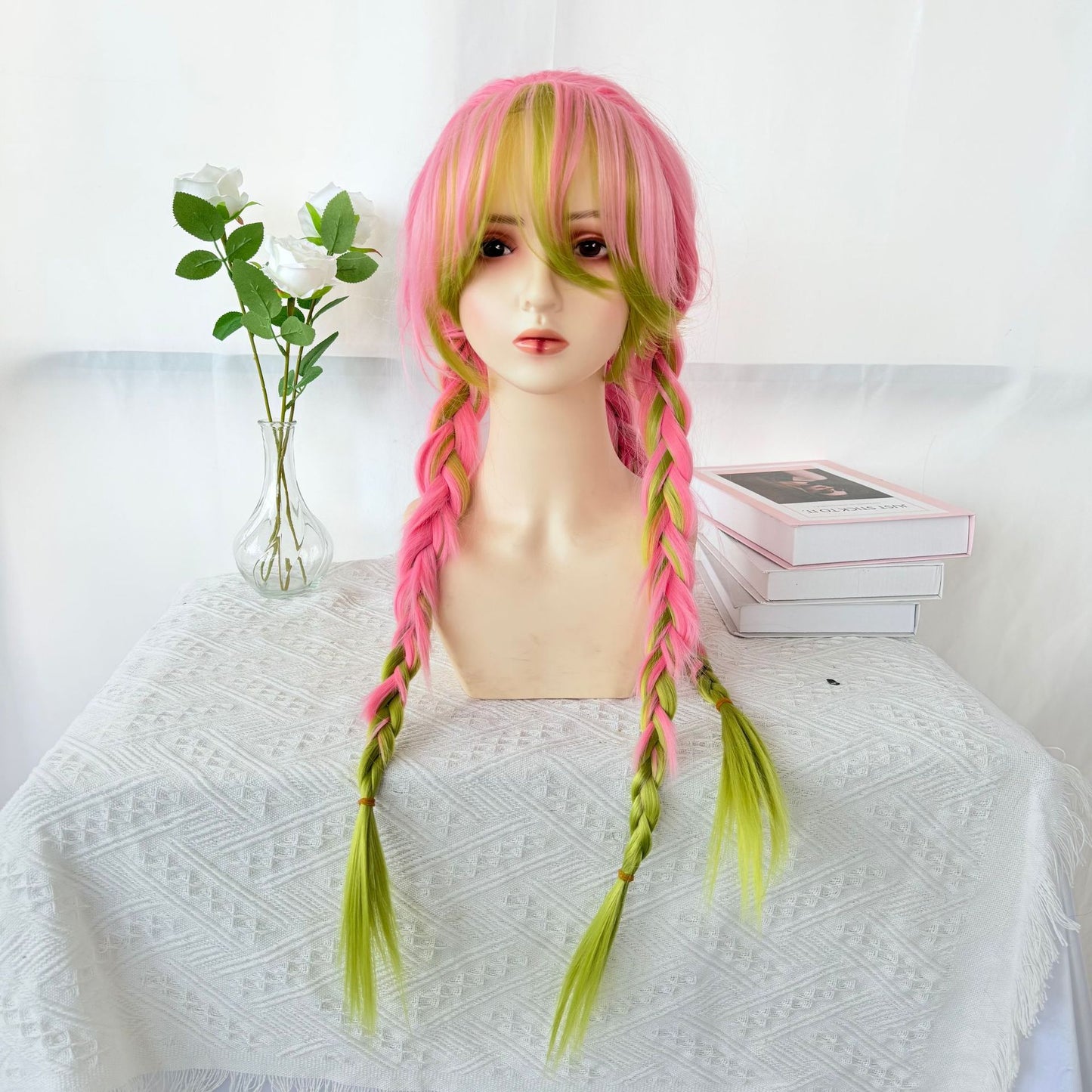 Glass Thick Twist Braid Gradient Color Whole Head Cover Long Cos Wig