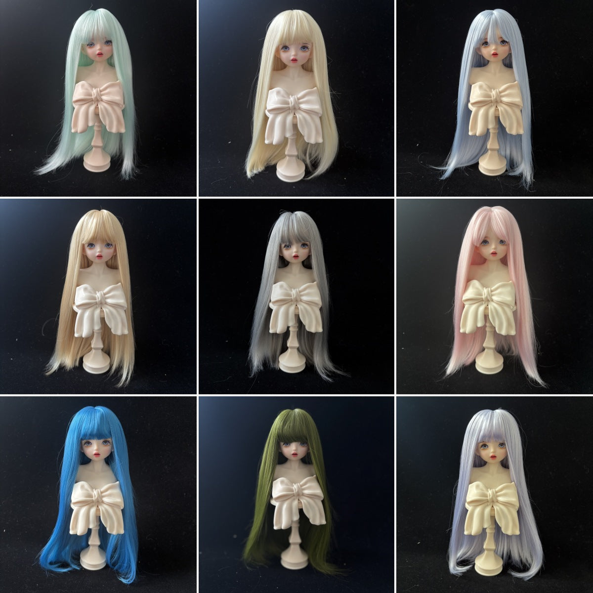 Soft Silk Optional Bangs Long Straight Hair Points Doll Head Cos Wig