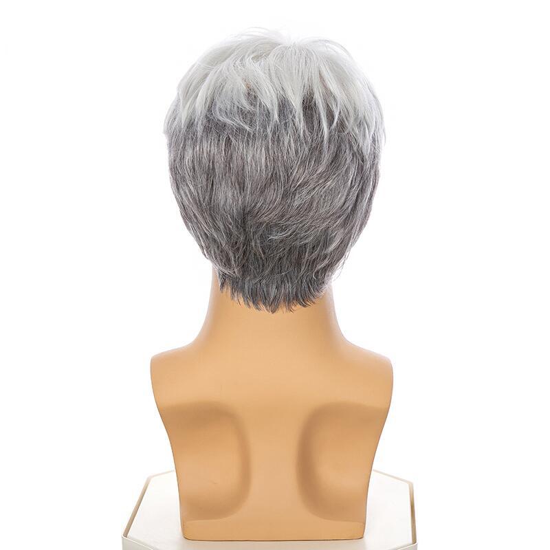 Men's Gray White Partial Short Hair Men's Wig