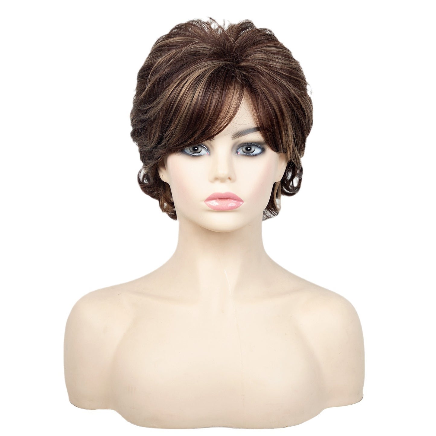 Fashion Female Side Bangs Chemical Fiber Head Wig Short Curly Hair