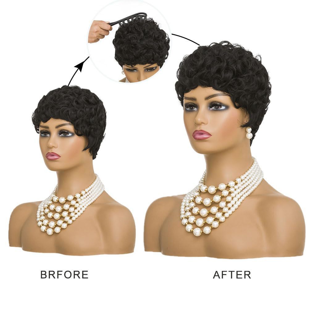 Women's Curly Set Short Hair Head Small Wig Long Curls