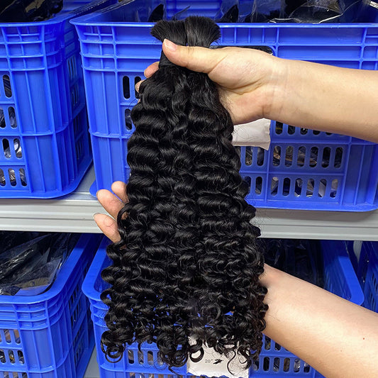 Trendy Beautiful Human Bulk Band Straight Real Hair Wig