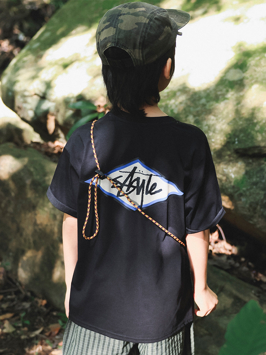 Men's & Children's Short Sleeve Summer Middle Big Casual Comfortable Half Children's T-shirt