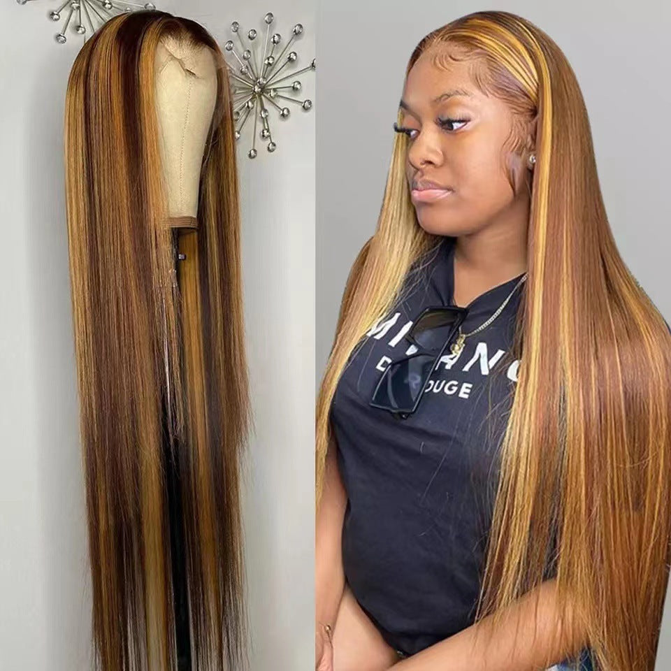 Unique Attractive Front Lace Brown Hair Long Straight Wig