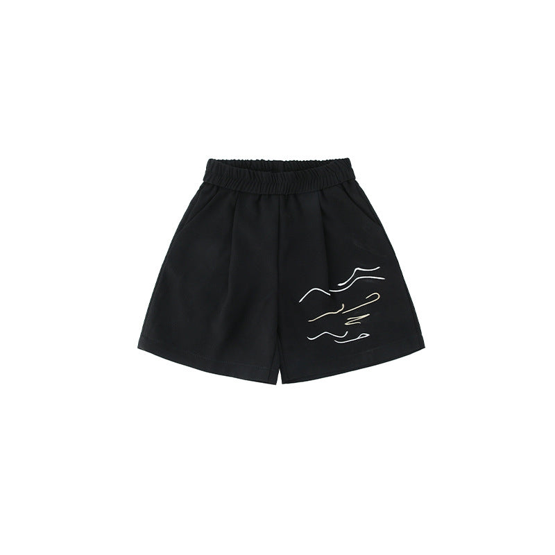 Short Suit Black National Style Shorts Pink Children's Pants