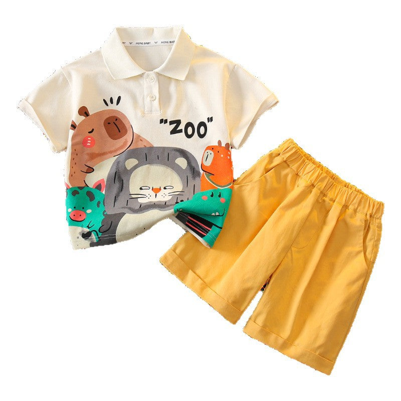 Children's Summer Short-sleeved Ruffle Handsome Fashion Children's Suit