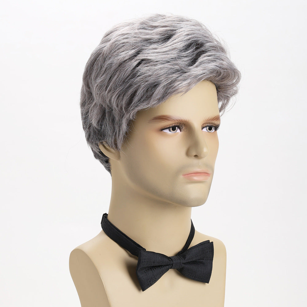 Men's Synthetic Wigs Fashion Sier Gray Short Hair Men's Wig